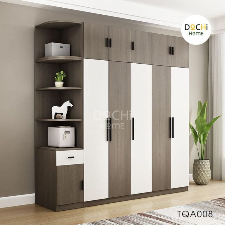 TỦ QUẦN ÁO GỖ MDF HIỆN ĐẠI CÓ KỆ TRANG TRÍ TQA008 DOCHI HOME